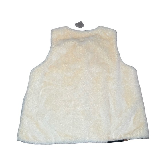 Matilda Jane Faux Fur Vest Womens XXL Ivory White Sleeveless Floral Lined Cozy - Picture 4 of 6